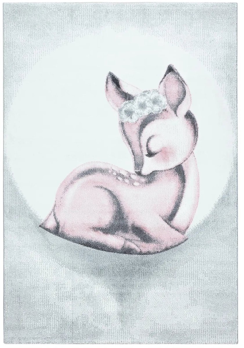 Dutch XXL Kindervloerkleed | Tapijt | Bambi | Hert | Roze | 200x290 cm