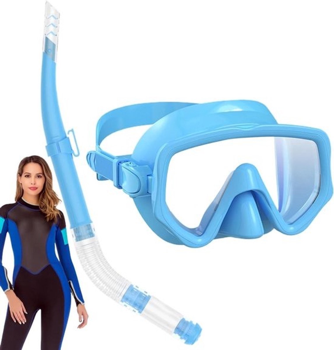 Snorkelmasker - Duikmasker Zwemmasker - Onderwater Zicht - Panoramisch Breed Zicht - 180 graden - Blauw