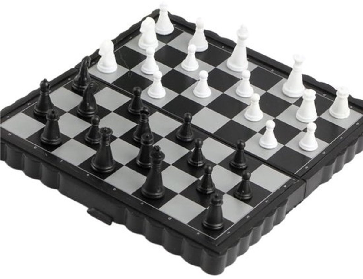 Schaakset - Schaakspel Reisschaak - Strategisch Denken - Magnetische Stukken - 13x13cm - Antiek