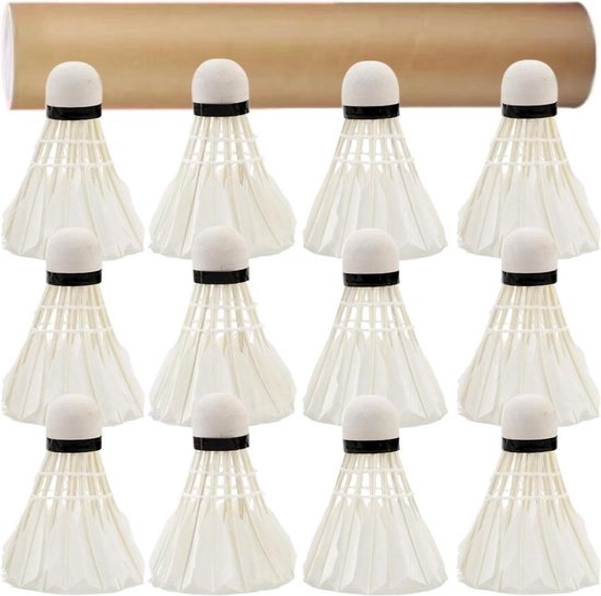 Badminton Shuttles - Trainingsballen - Sport & Spel - Robuuste Constructie - 12 Stuks - Wit