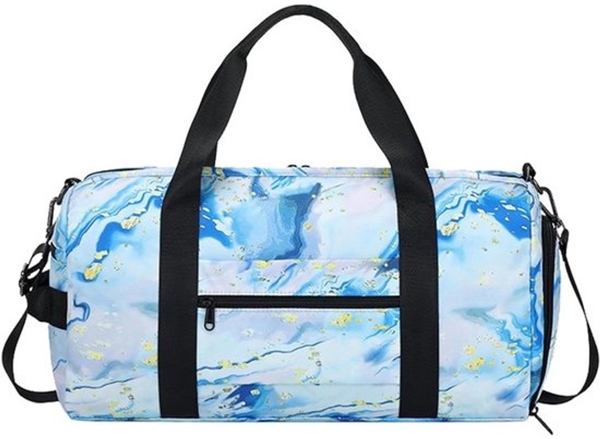 Sporttas - Reistas Gymtas - Reizen Sporten - Waterafstotend Materiaal - 46x25x20cm - Geel Blauw