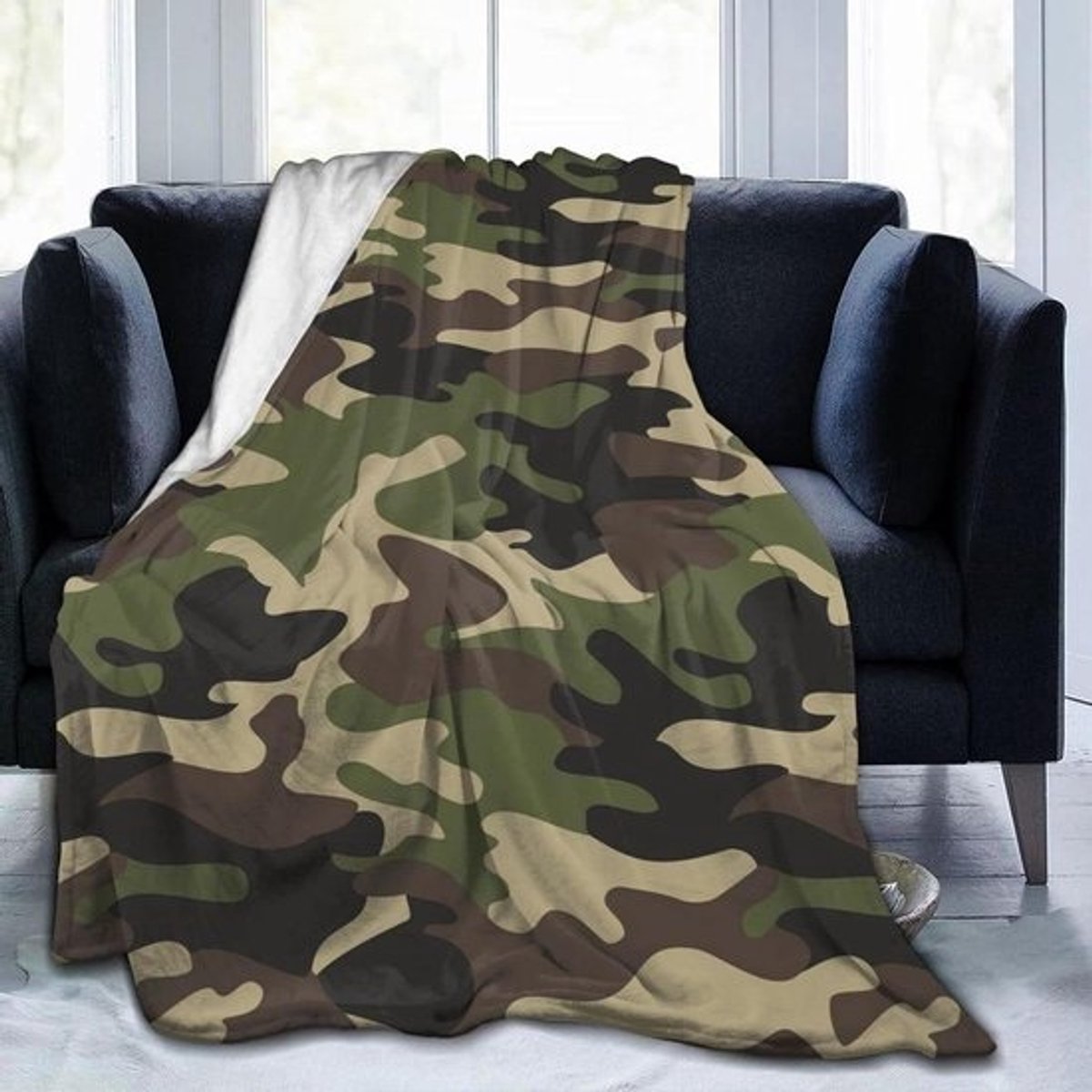 Militaire Camouflage Deken - Fleece Plaid - Woondecoratie - Ultra Zacht - 227 x 152 cm - Groen