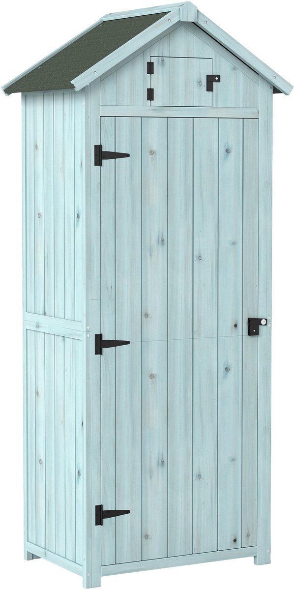 Houten Gereedschapstoren – 77 x 54.2 x 179cm – 3 Planken – Verticale Gereedschapsorganizer – Blauw