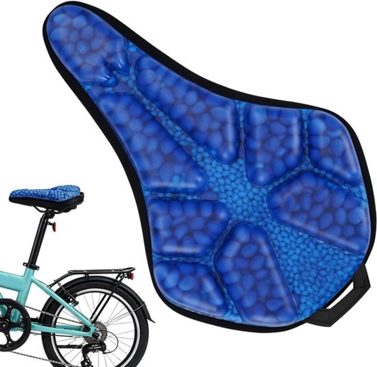 Fietszadel Kussen - Gewatteerd Fietszitje - Comfortabel Fietsen - Schokabsorberend Ontwerp - 28.5 x 18.5 cm - Blauw