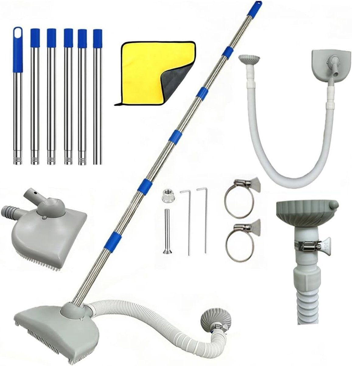 Efficiënte zwembadstofzuiger met 350 cm slang en telescopische steel van 230 cm voor optimale reiniging