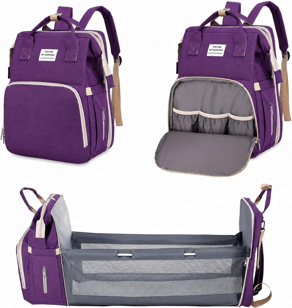 Multifunctionele Luiertas met Verschoonmat, Waterafstotend en Ruim, Ideaal voor Reizen met Baby en Ouders