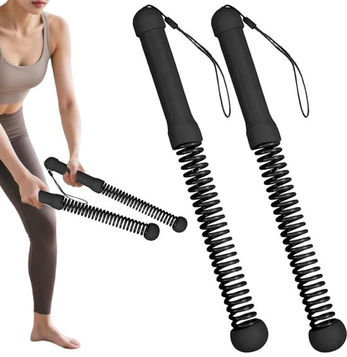 Strijdtouwen - Fitness touwen - Krachtopbouw - Draadloos systeem - 146 kg - Zwart