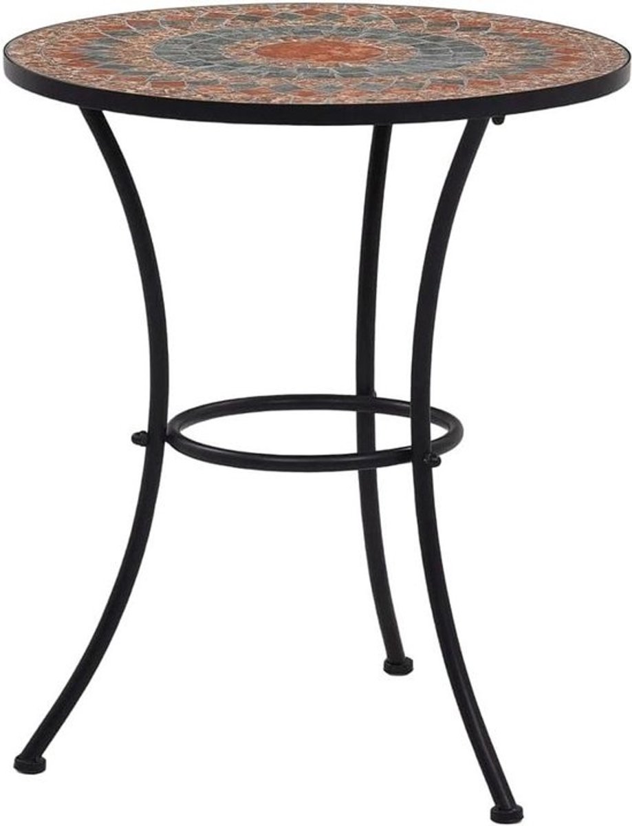 Bistrotafel Mozaïek - Buitentafel Campingtafel - Drankjes Plaatsen - Keramisch Tafelblad - 60 x 70 cm - Oranje Grijs