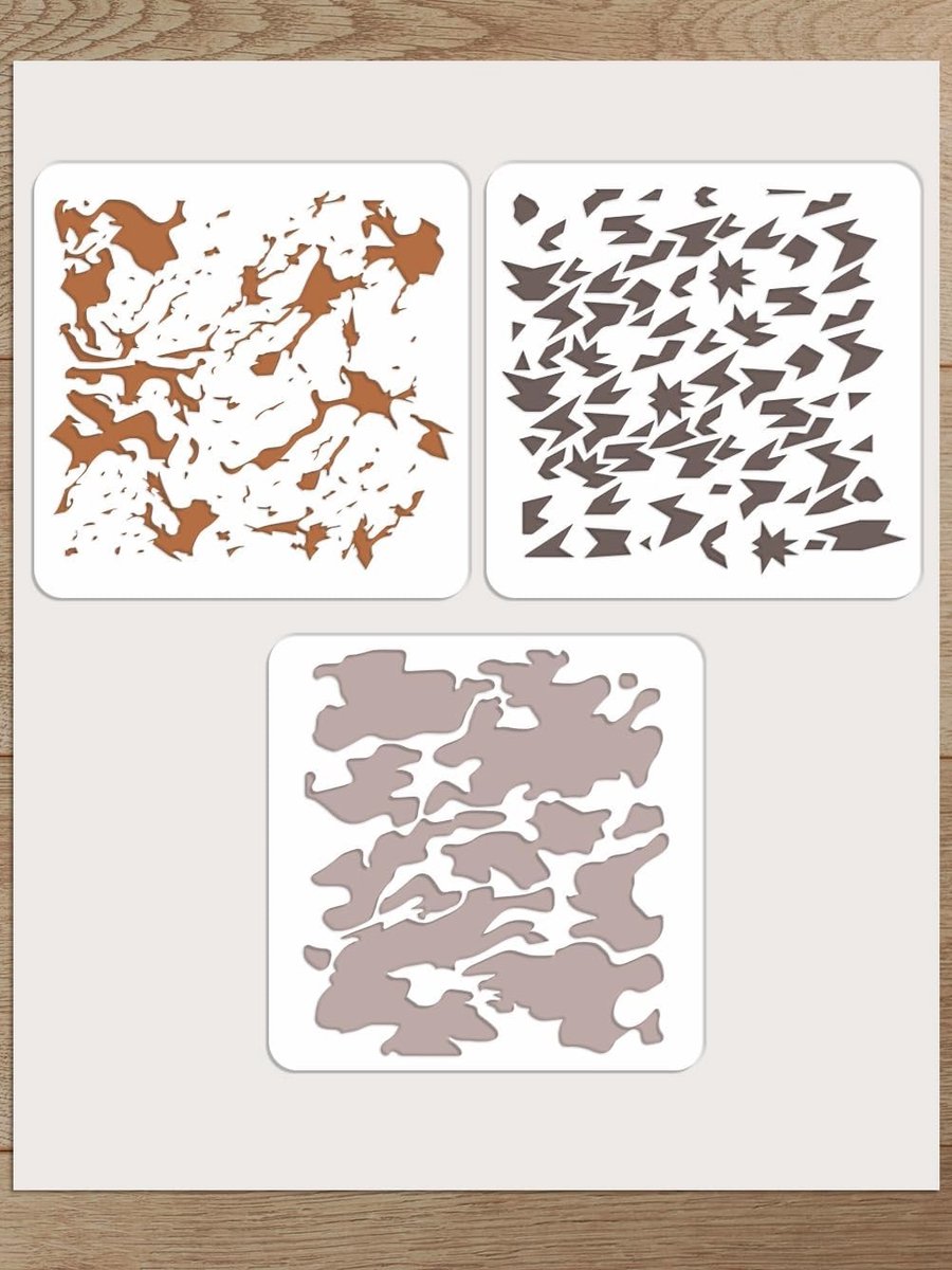 Herbruikbare schildersjablonen in camouflagepatroon, 30 x 30 cm, ideaal voor knutselen, tekenen en schilderen op hout, muren en canvas, set van 3 stuks