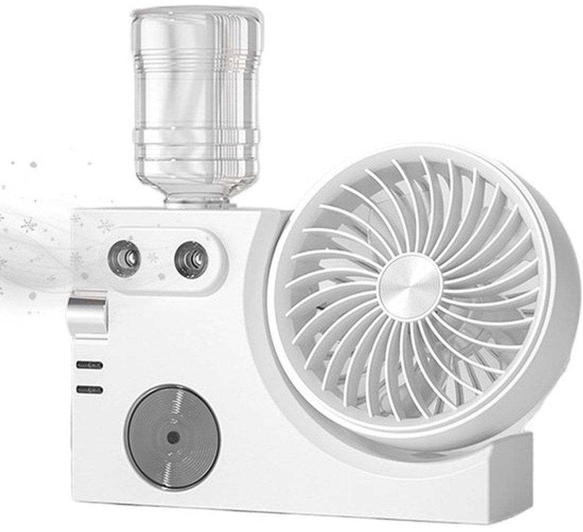 Mist Ventilator - Luchtkoeler Vernevelaar - Persoonlijke Verkoeling - Dubbele Verstuiver - 7x23x7 cm - Wit