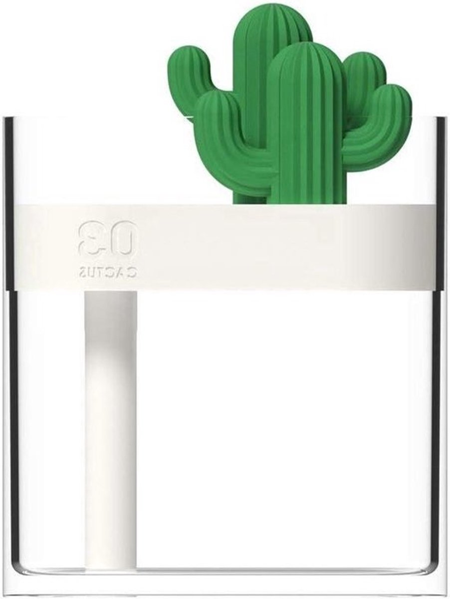Luchtbevochtiger Cactus - Mini Vernevelaar - Frisse Lucht - Ultrasone Technologie - 10 uur werktijd - Wit