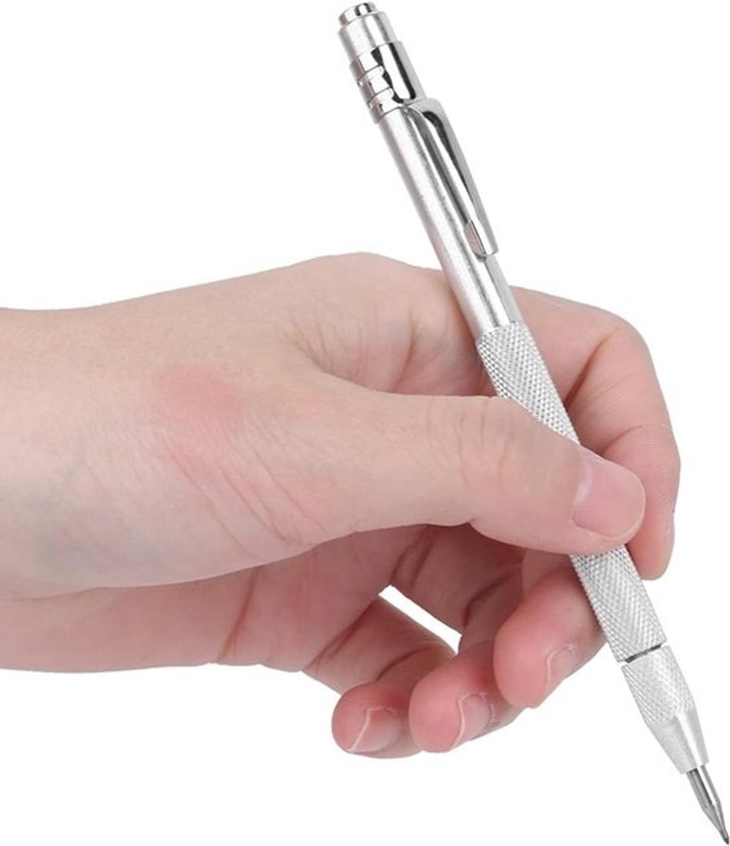 Keramische Kraspen - Metaal Marker - Nauwkeurig Markeren - Wolfraamcarbide Punt - 12.6 cm Lengte - Zilver