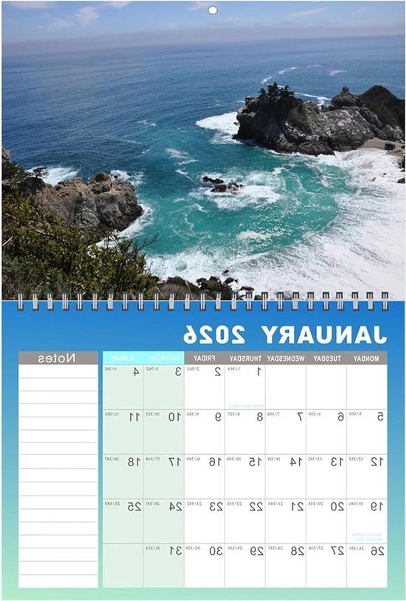 Jaarkalender Wandkalender - Maandkalender Planner - Gezinsplanning Organisatie - Ruime Schrijfruimte - 28.5 x 21.5 cm - Multicolor
