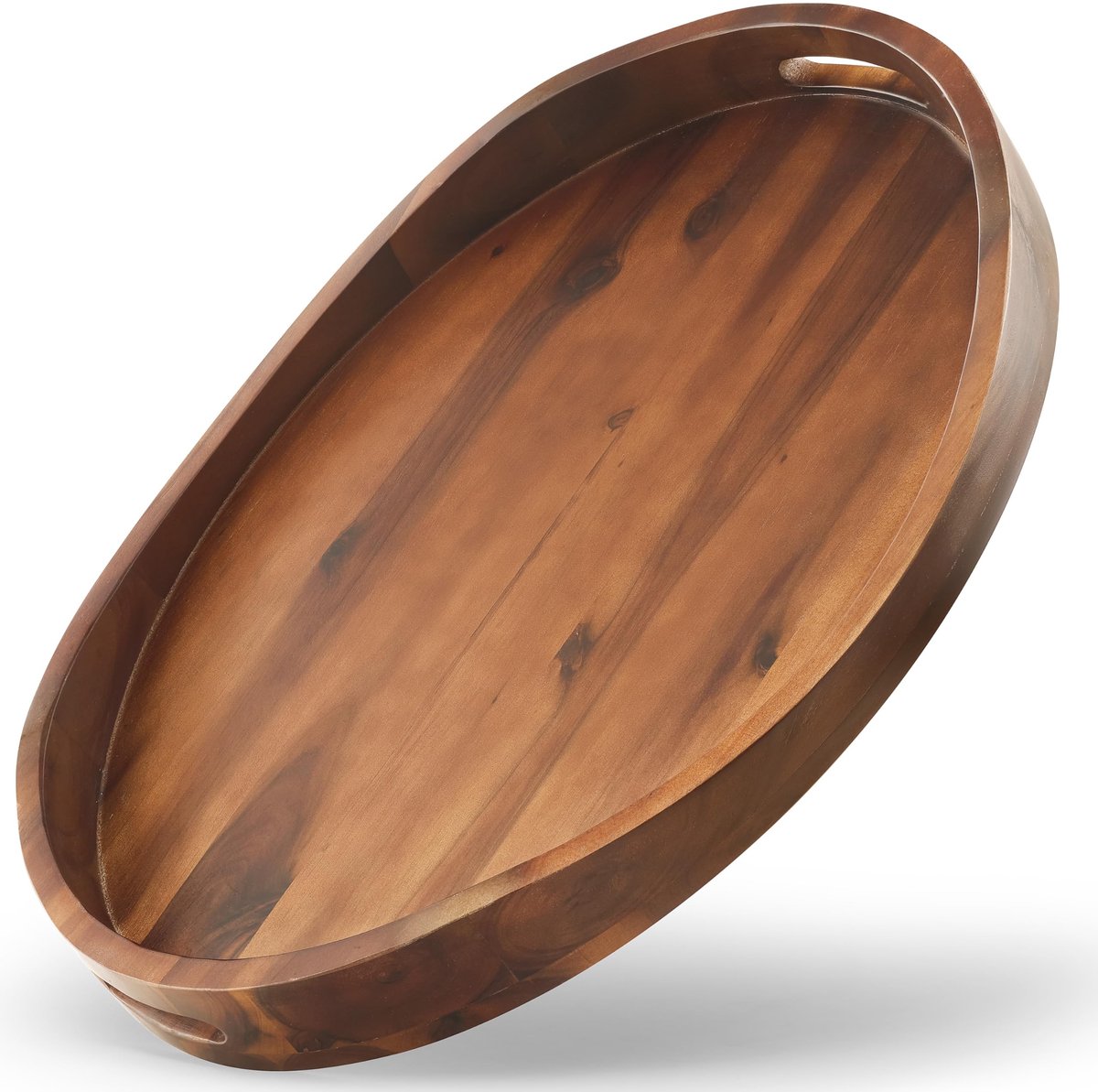 Houten Ovalen Dienblad - Acaciahout met Handvatten