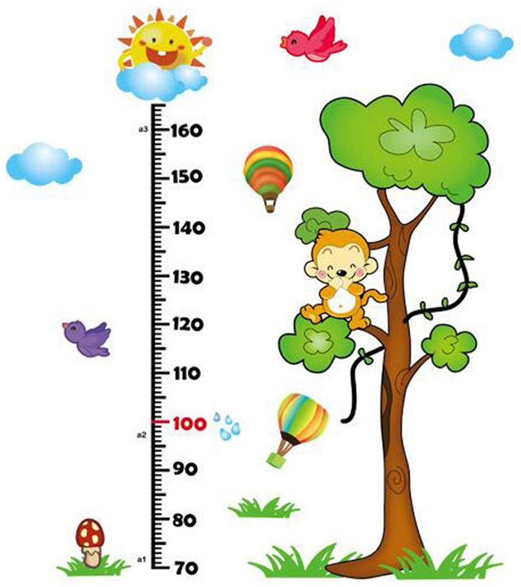 Groei meetsticker voor kinderen - Verwijderbare wanddecoratie - Aap en boom ontwerp