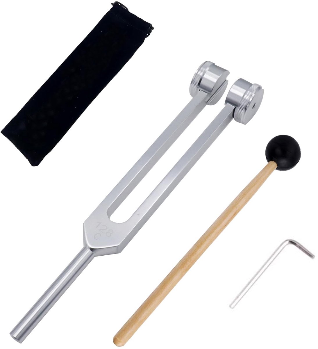 128Hz Verzwaarde Toonvork - Professioneel Aluminium met Hamer en Tas