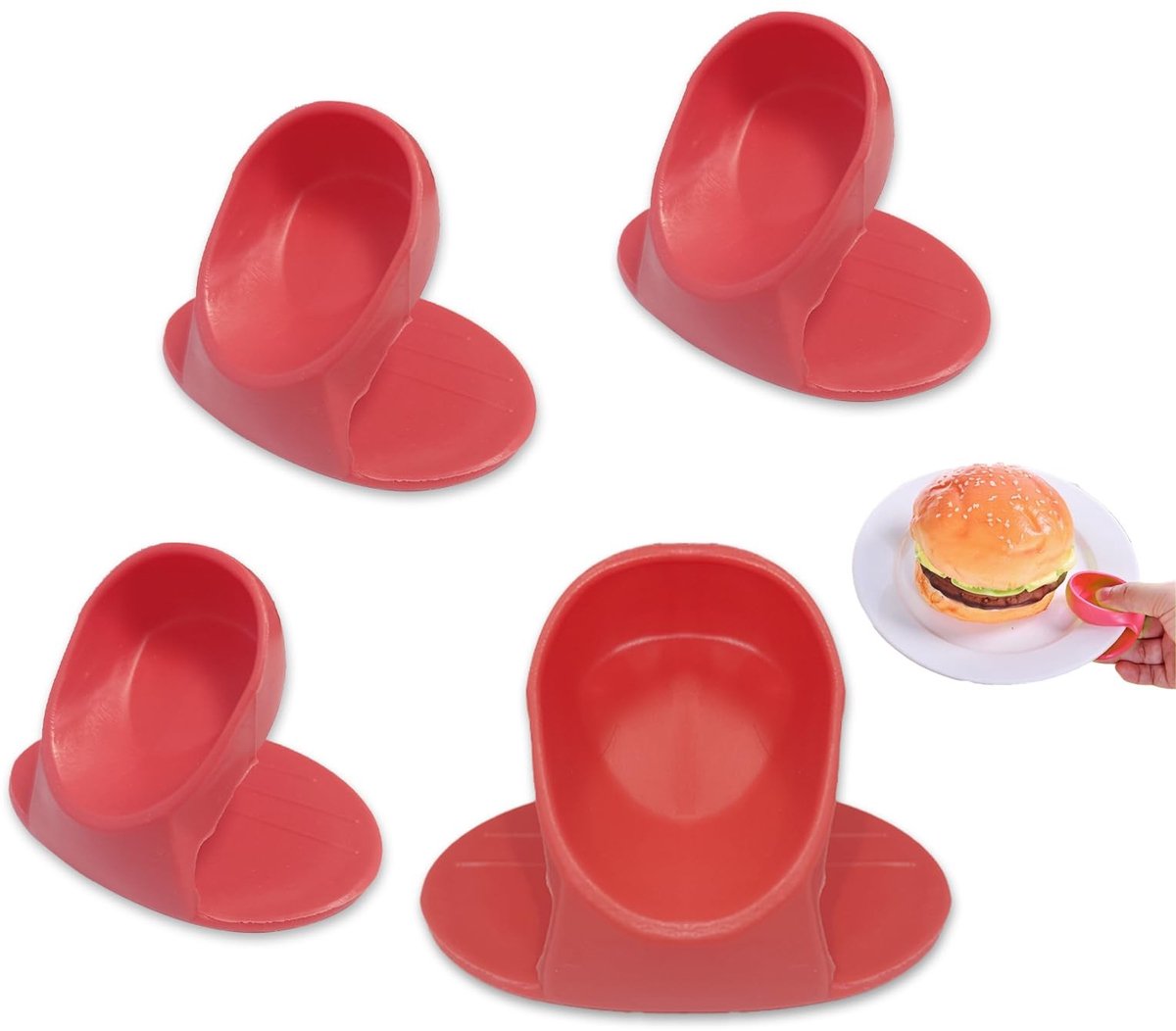 Silicone Mini Oven Mitts - Set van 4 Rood