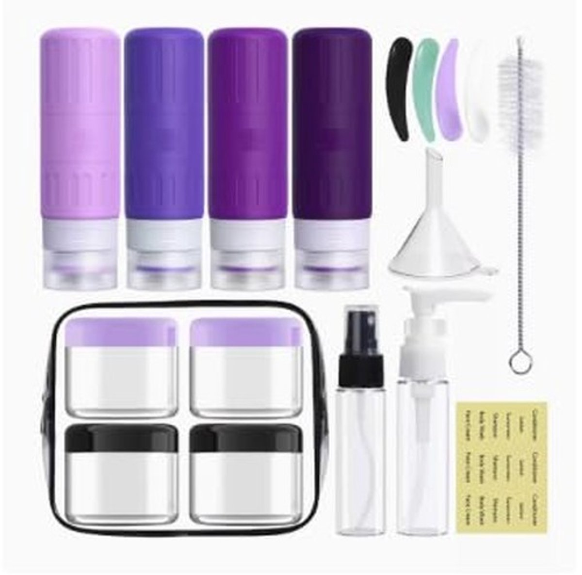 Set van 16 siliconen reisflessen - 100 ml BPA-vrij