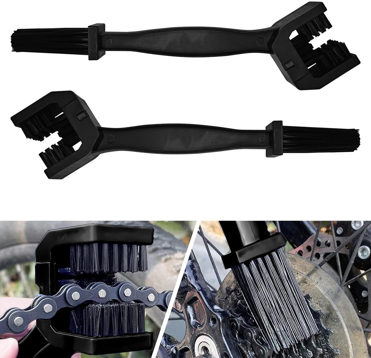 Motor Ketting Borstel Set - Dubbelzijdige Reinigingsborstels voor Fiets