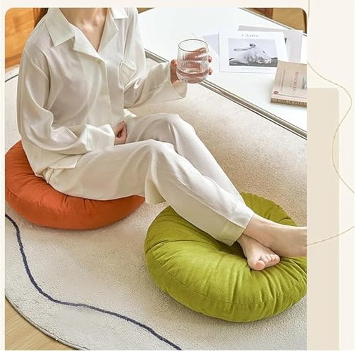 Rond Meditatiekussen - 16 inch - Chenille Kussen voor Yoga