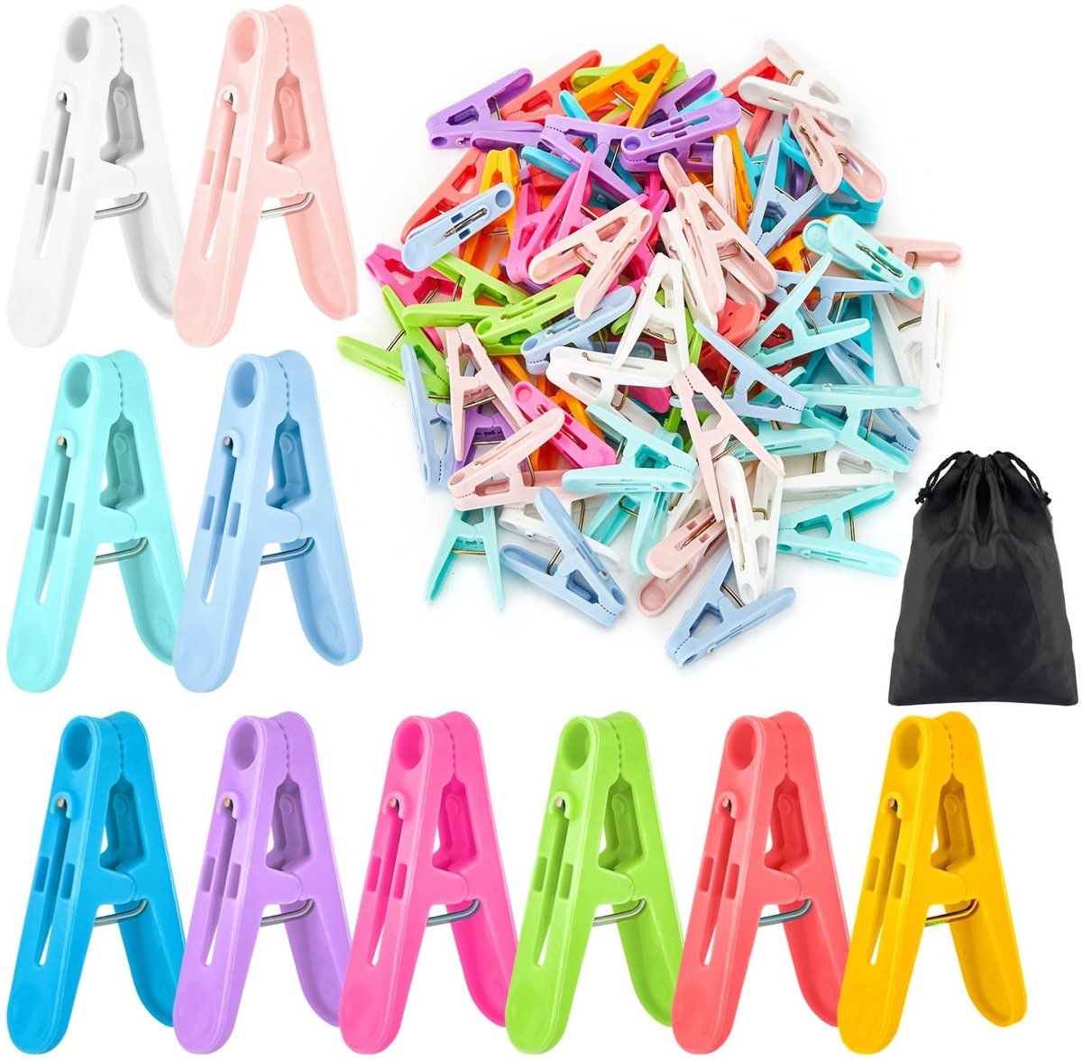 Kleurige Wasknijpers - 110 Stuks 5 cm Plastic Clips