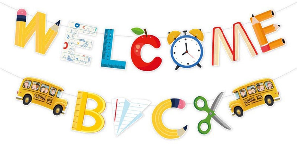 Welkomstbanner voor Terug naar School - Geel - 15.7x16.5 cm