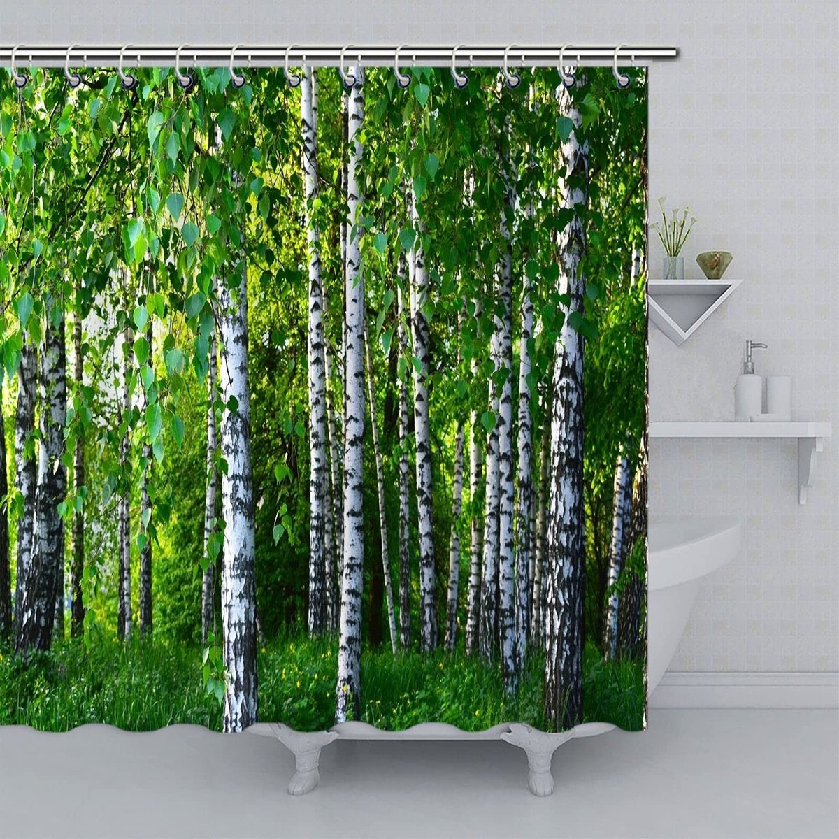 Douchegordijn met bosprint - Waterproof polyester 180 x 180 cm