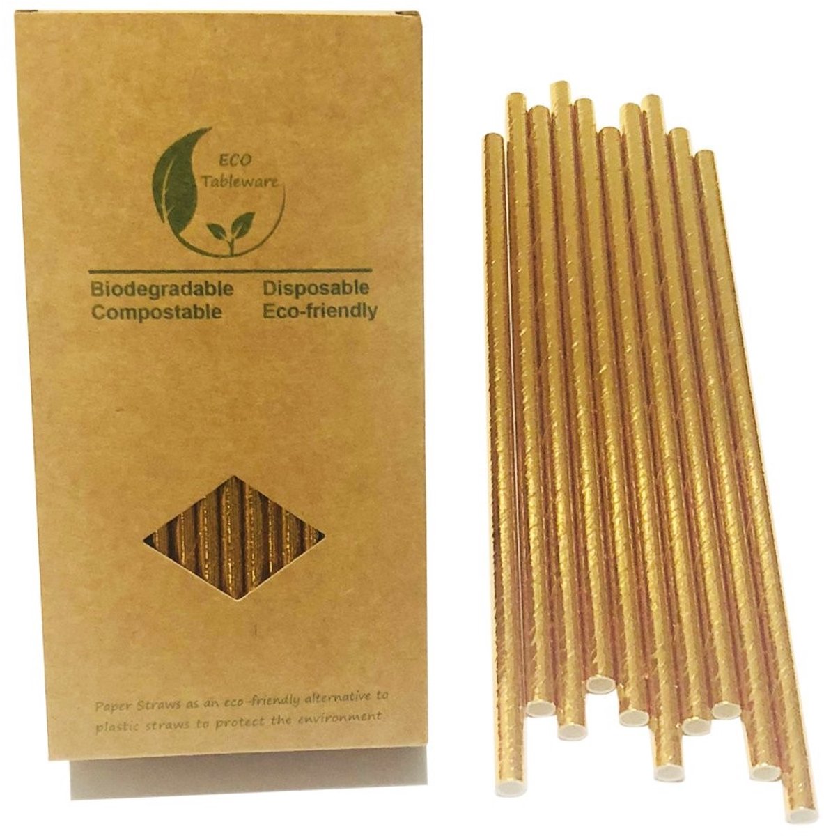 Papieren Rietjes - Biodegradable Goudkleurig - 100 Stuks