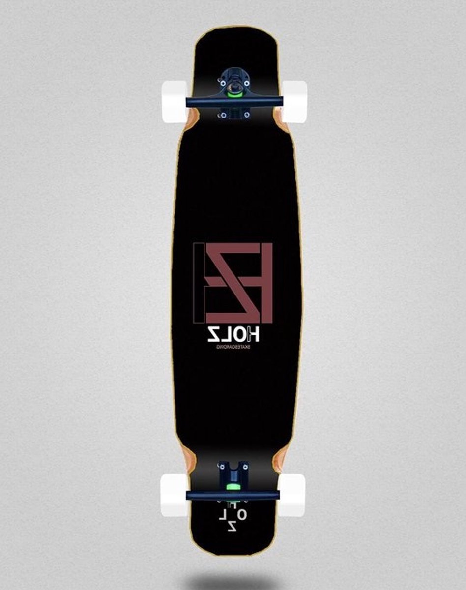 Houten Longboard - Skateboard Compleet Board - Cruisen door de stad - Mix Bamboe Hout - 46x9 inch - Basic Black