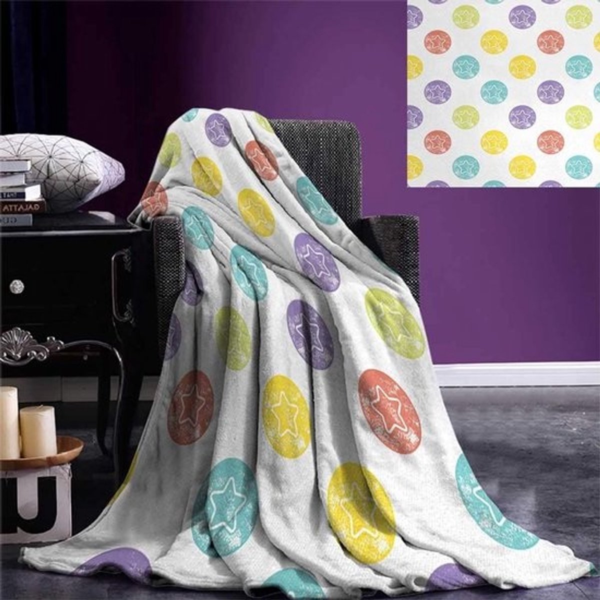 Sprei Deken - Plaid Deken - Bank en Bed - Zacht Flanel - 127 x 76 cm - Blauw Zwart Wit