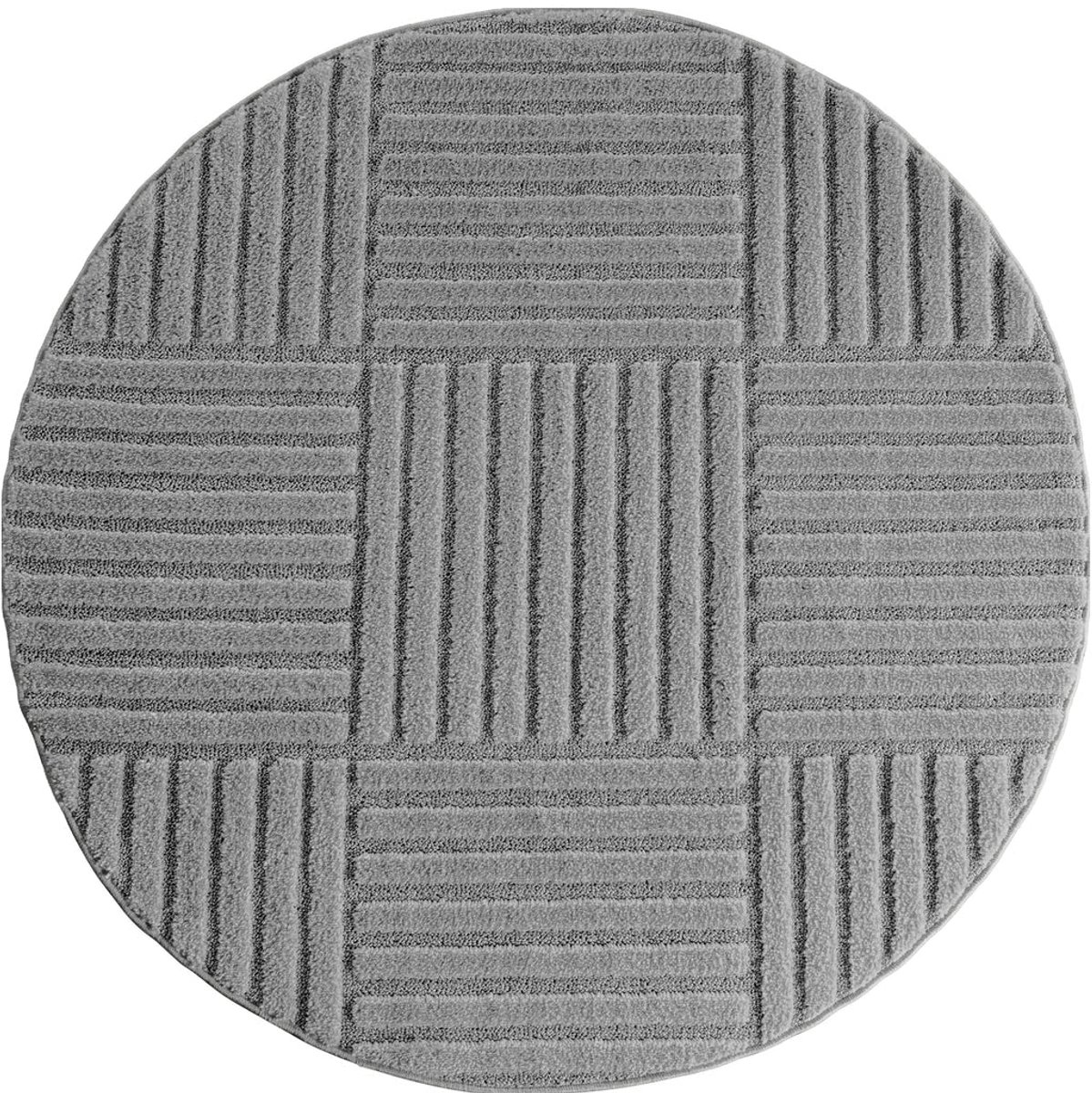 Dutch XXL Rond Japandi Vloerkleed | Tapijt | Art | Blokken | Zilver | 80x80 cm