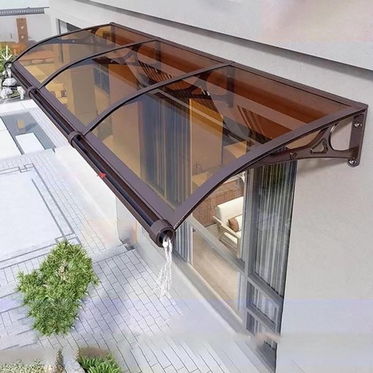 Terras Luifel - Deur Luifel - Bescherming Buiten - Lekvrij Gebogen Ontwerp - 3 x 2 x 1 cm - Transparant