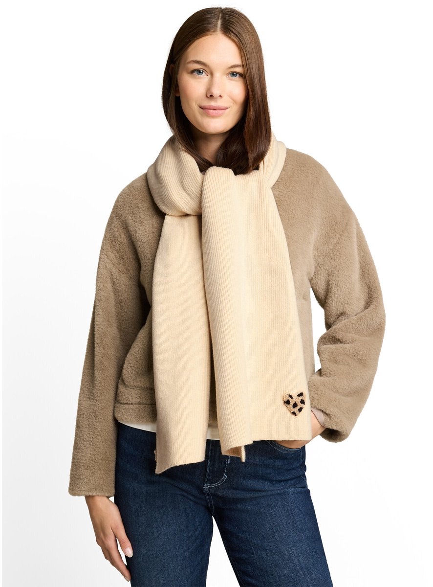 Tom Tailor - Gebreide sjaal met badge - Maat ONESIZE - whisper offwhite melange