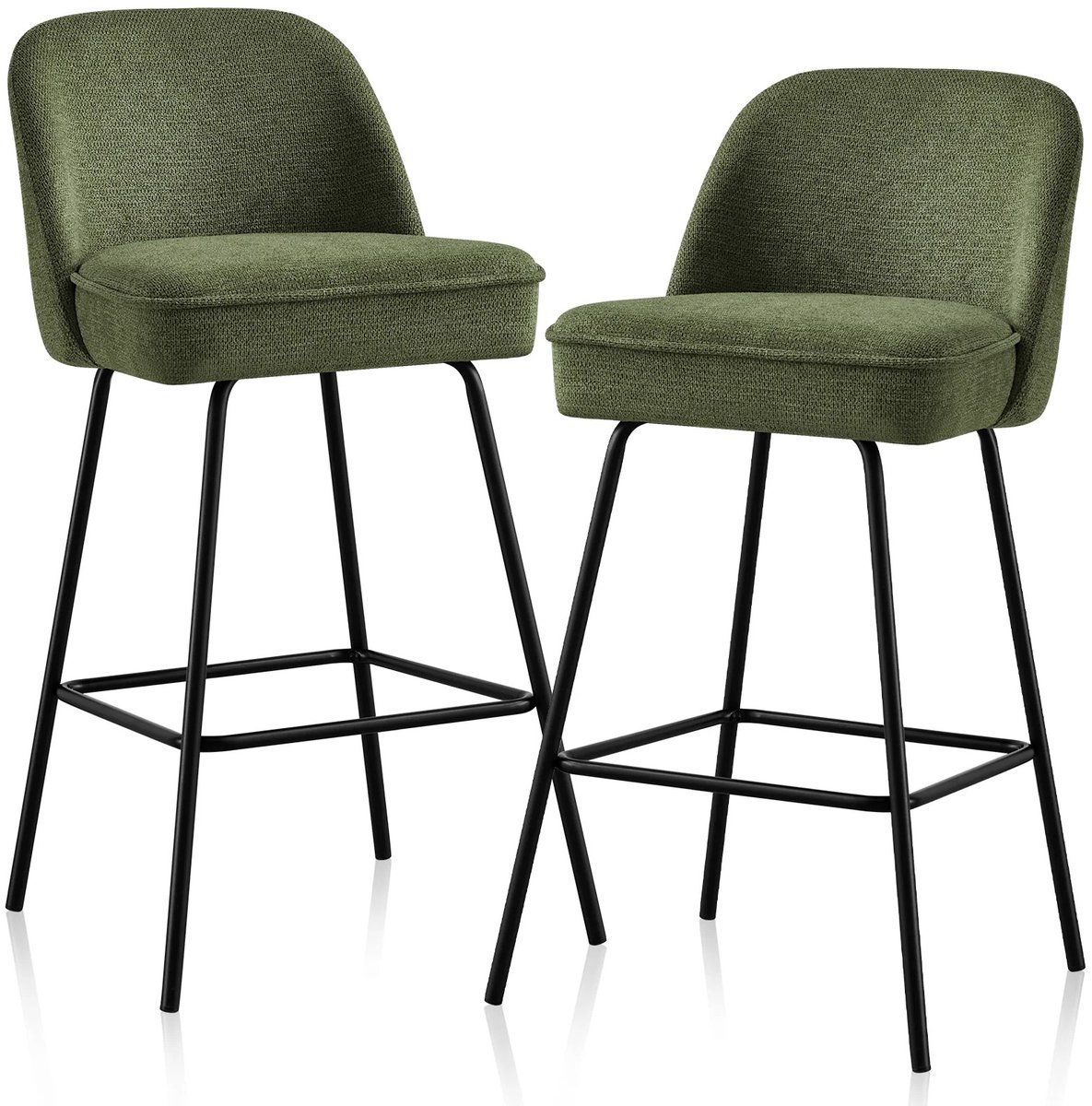 Lamor Stoelen - Barkruk - Kruk - Barkrukken met rugleuning - Hoge Stoel - Set van 2 - Zithoogte: 73 cm - Voetsteun - Oranje