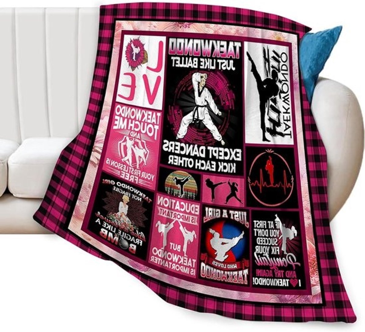 Taekwondo Deken - Tae Kwon Do Plaid - Kamer Decoratie - Zachte Flanel - 100x125 cm - Multicolor