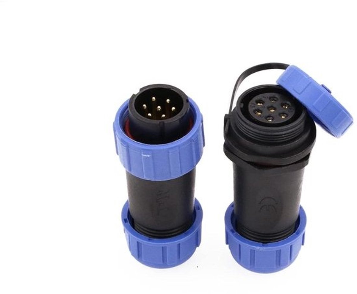 Luchtvaartkabelconnector - Waterdichte Stekker - Elektrische Beëindiging - IP67 Waterdicht - 7-polig - Zwart