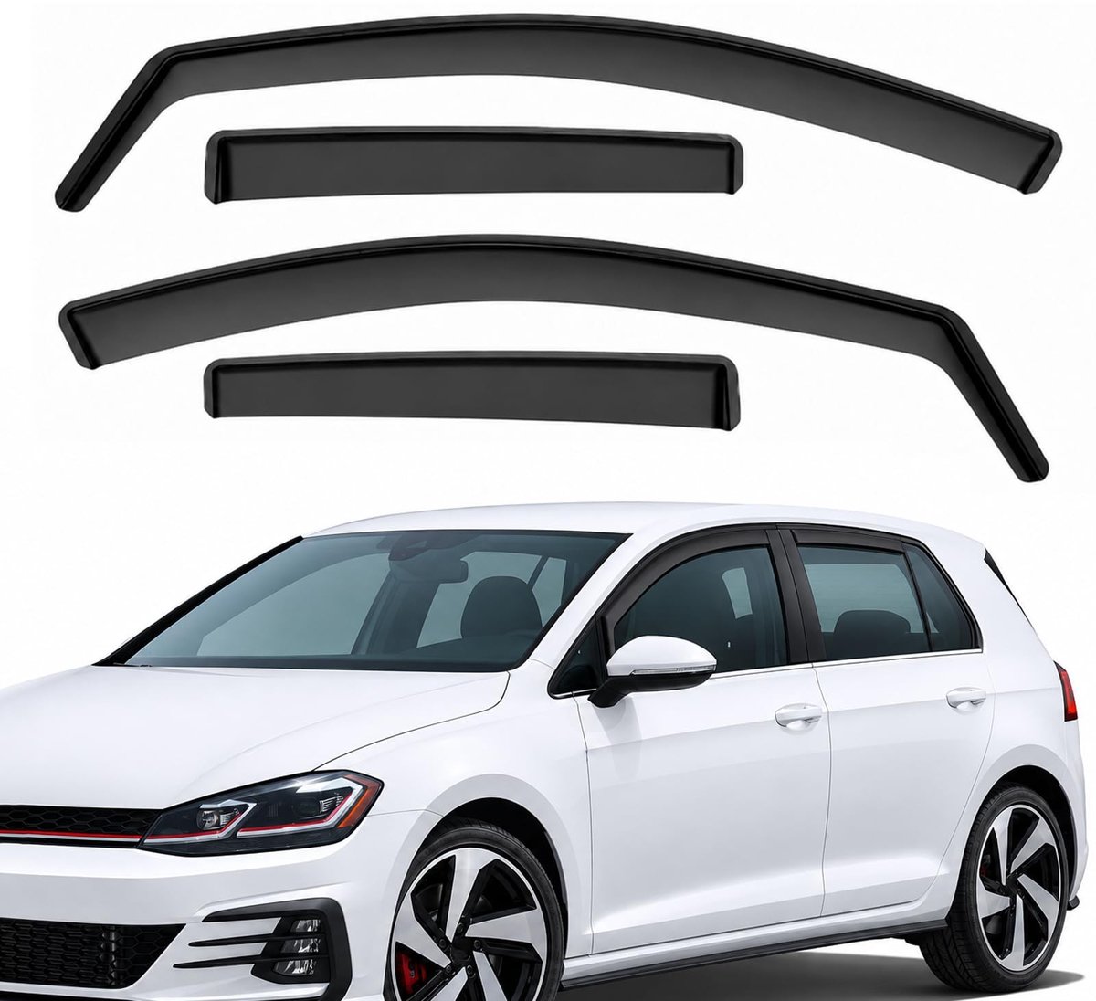 Winddeflector voor VW Golf VII/VIII - Zwart, 4 stuks
