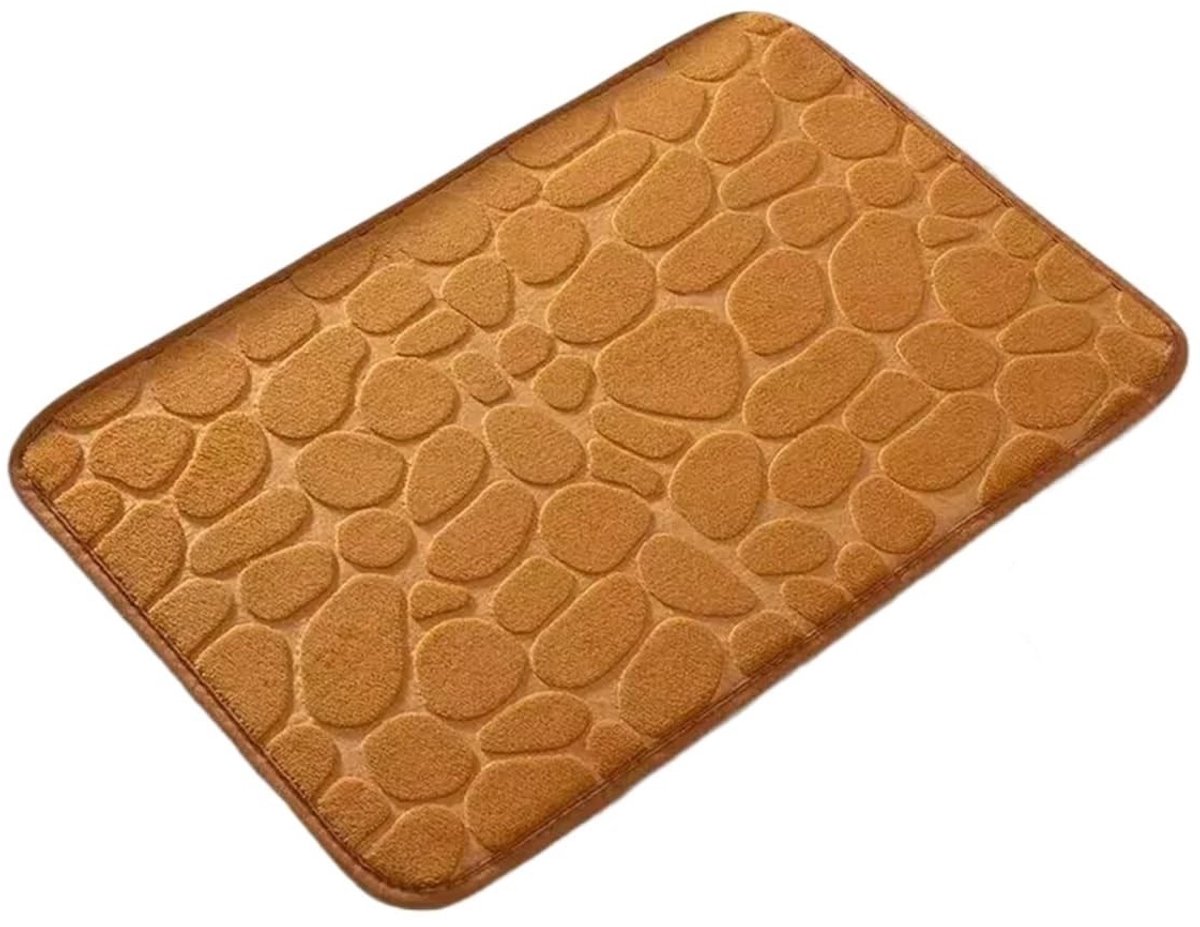 Antislip Badmat - 3D Kiezelpatroon - Kaki 50 x 80 cm