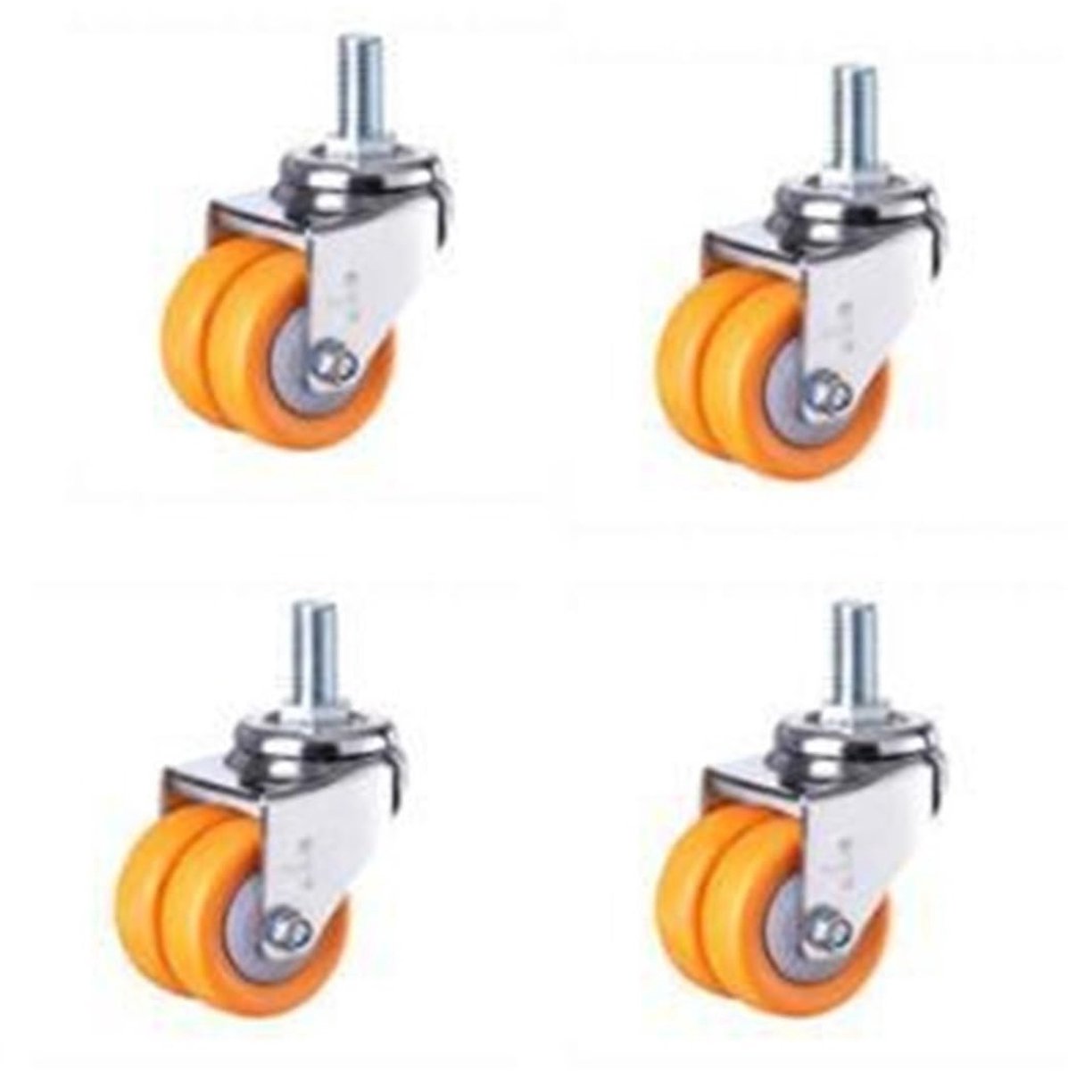 4 Stuks Zware Zwenkwielen - 1,5 Inch Dubbele Rij met Loodschroef