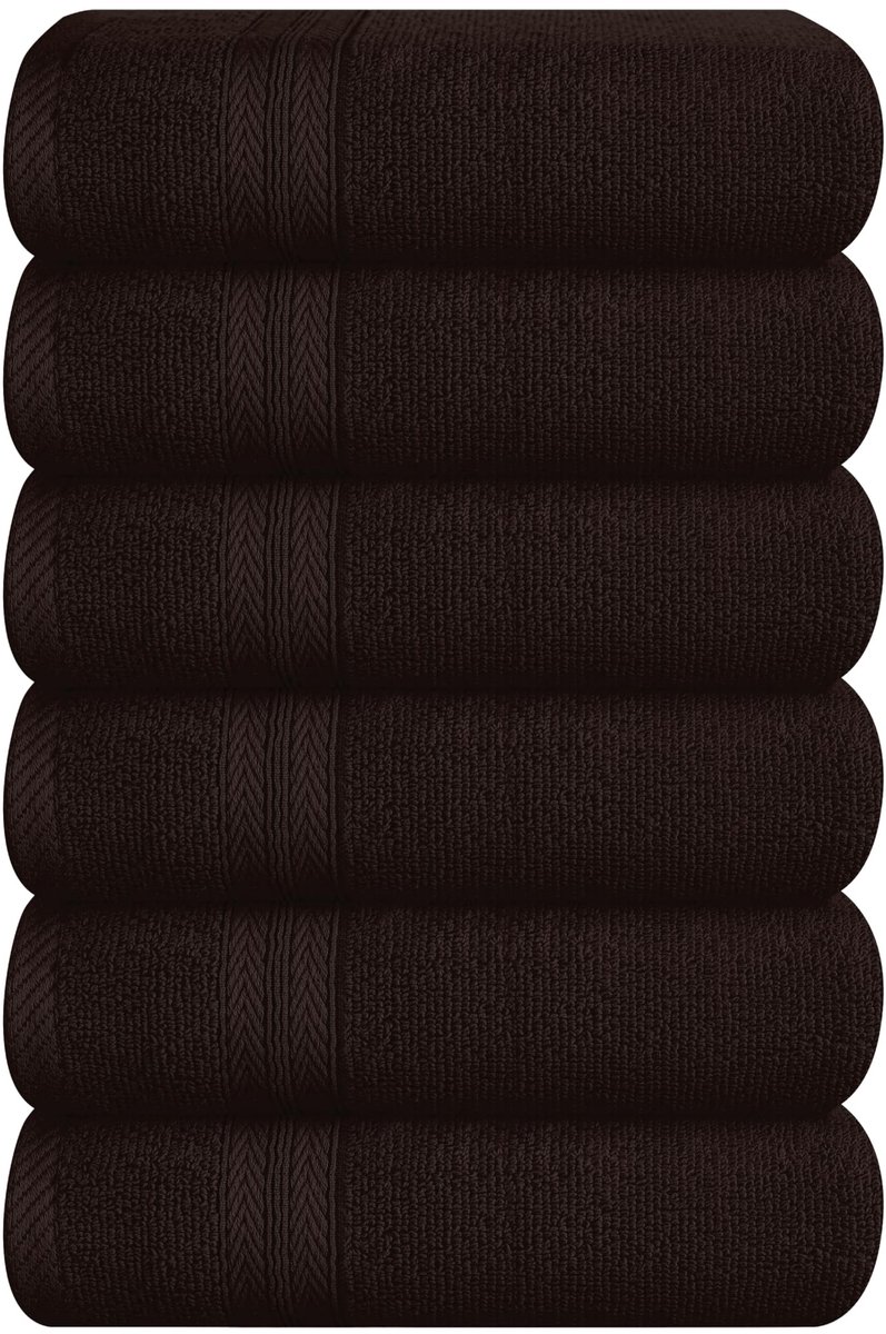 6-delige Handdoekenset - 100% Katoen in Chocolade Bruin