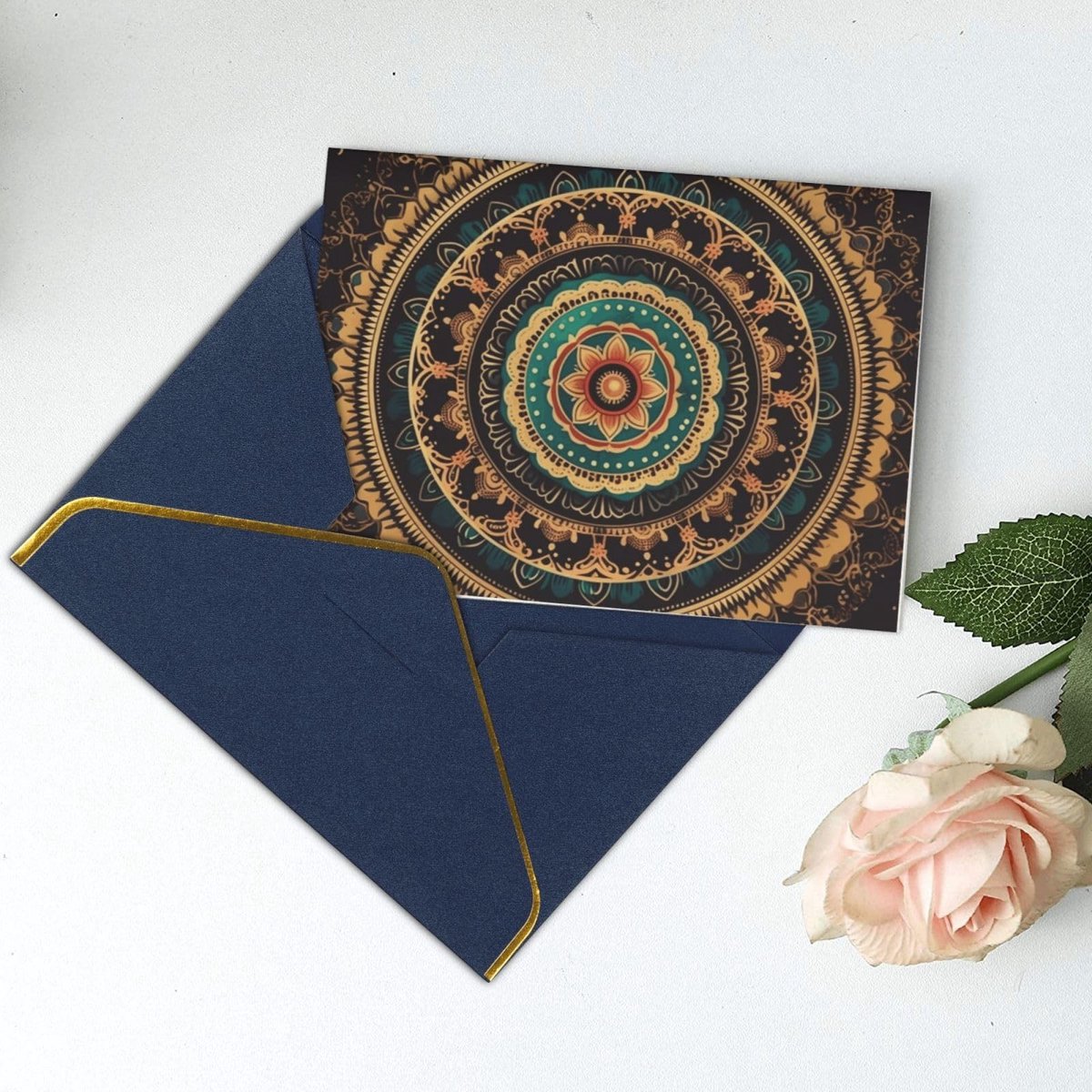 Wenskaarten - 15 x 10 cm - Bedankkaart Mandala Blanco