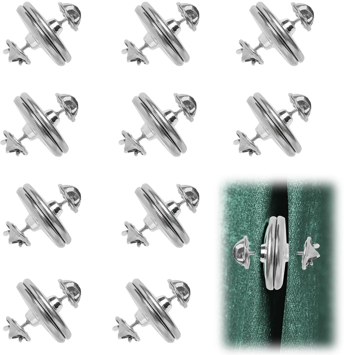 Gordijnmagneten - 10 Paar Metalen Sluitclips