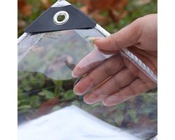 Waterdicht Zeil - Transparant PVC Tuinzeil met Ogen - Dik en Windbestendig - Lichtdoorlatend voor Planten - Geschikt voor Balkon Kas en Tuin - 2x3 m - Transparant