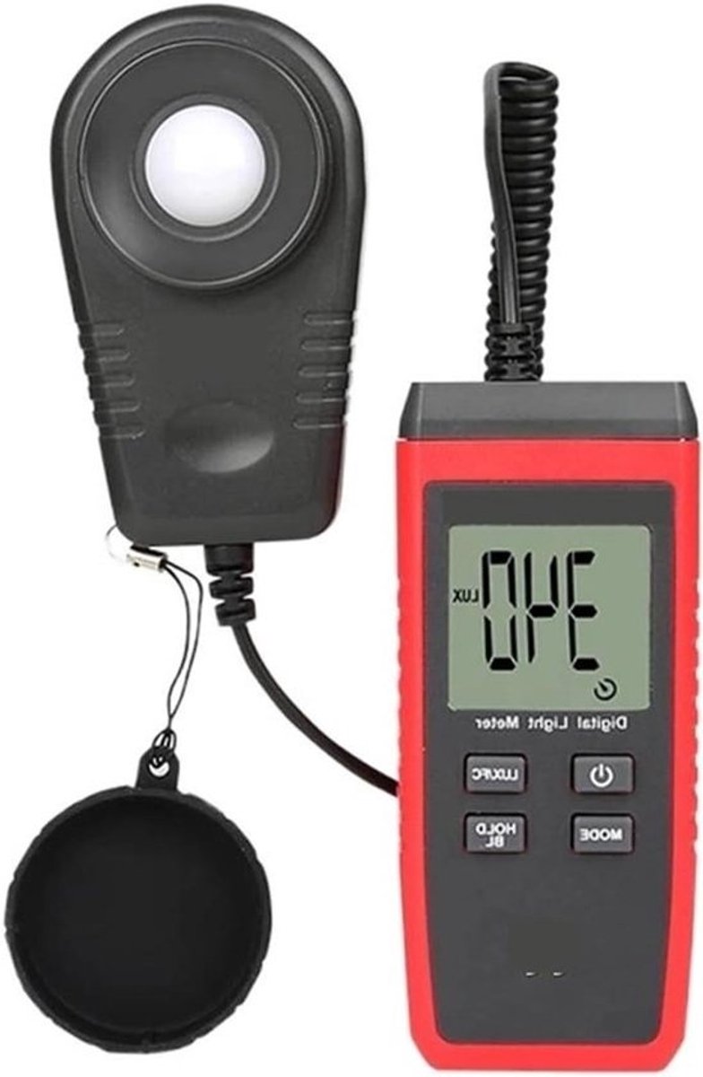 Lichtmeter - Luxmeter Illuminometer - Lichtmetingen Verrichten - Gesplitste Sonde - 200.000 LUX - Wit Grijs
