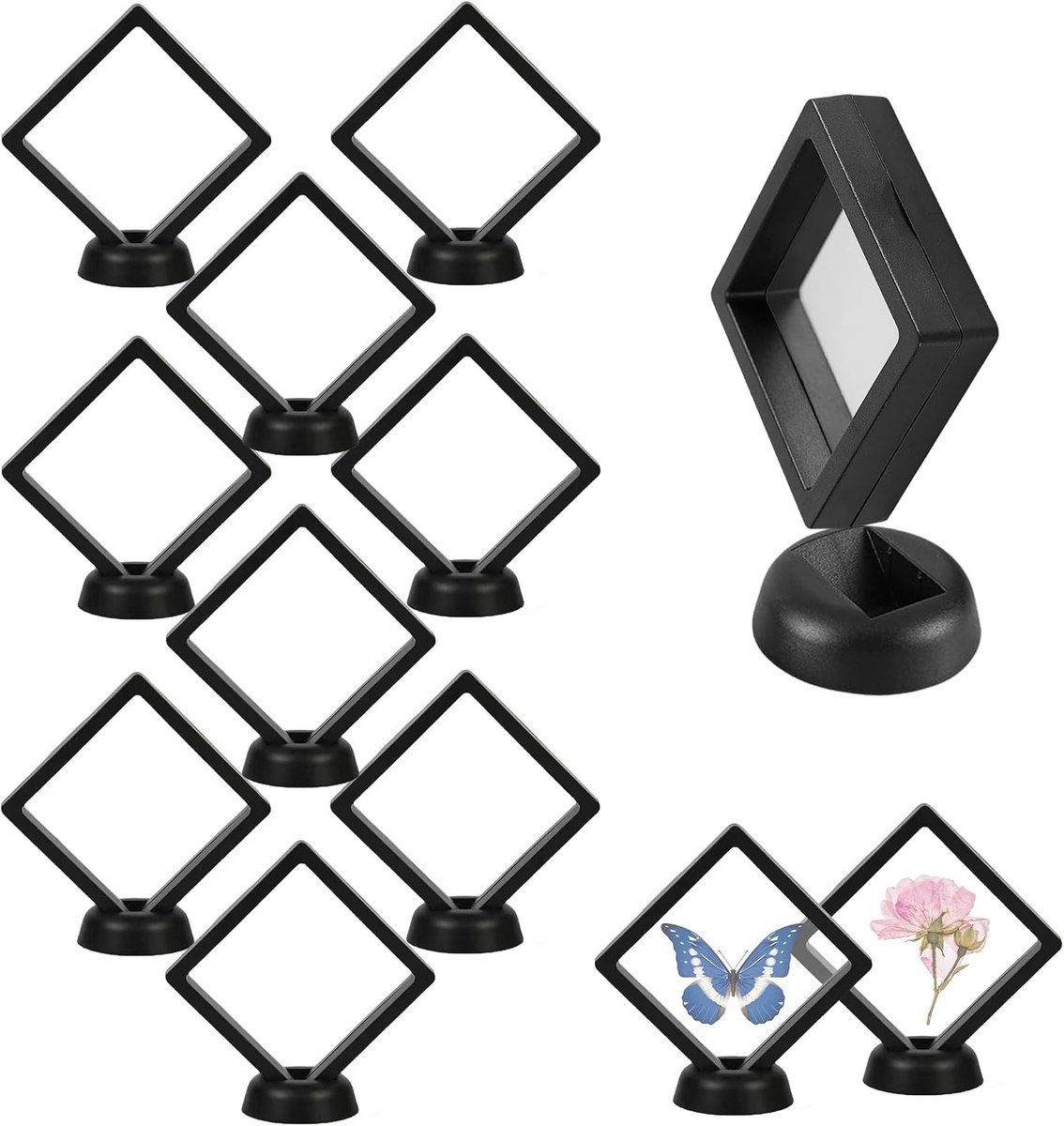 Set van 10 Drijvende Coin Holders, 3D Display Frames voor Munten, Medaillons en Sieraden, 7 x 7 x 2 cm, Perfect voor Verzamelingen en Decoratie
