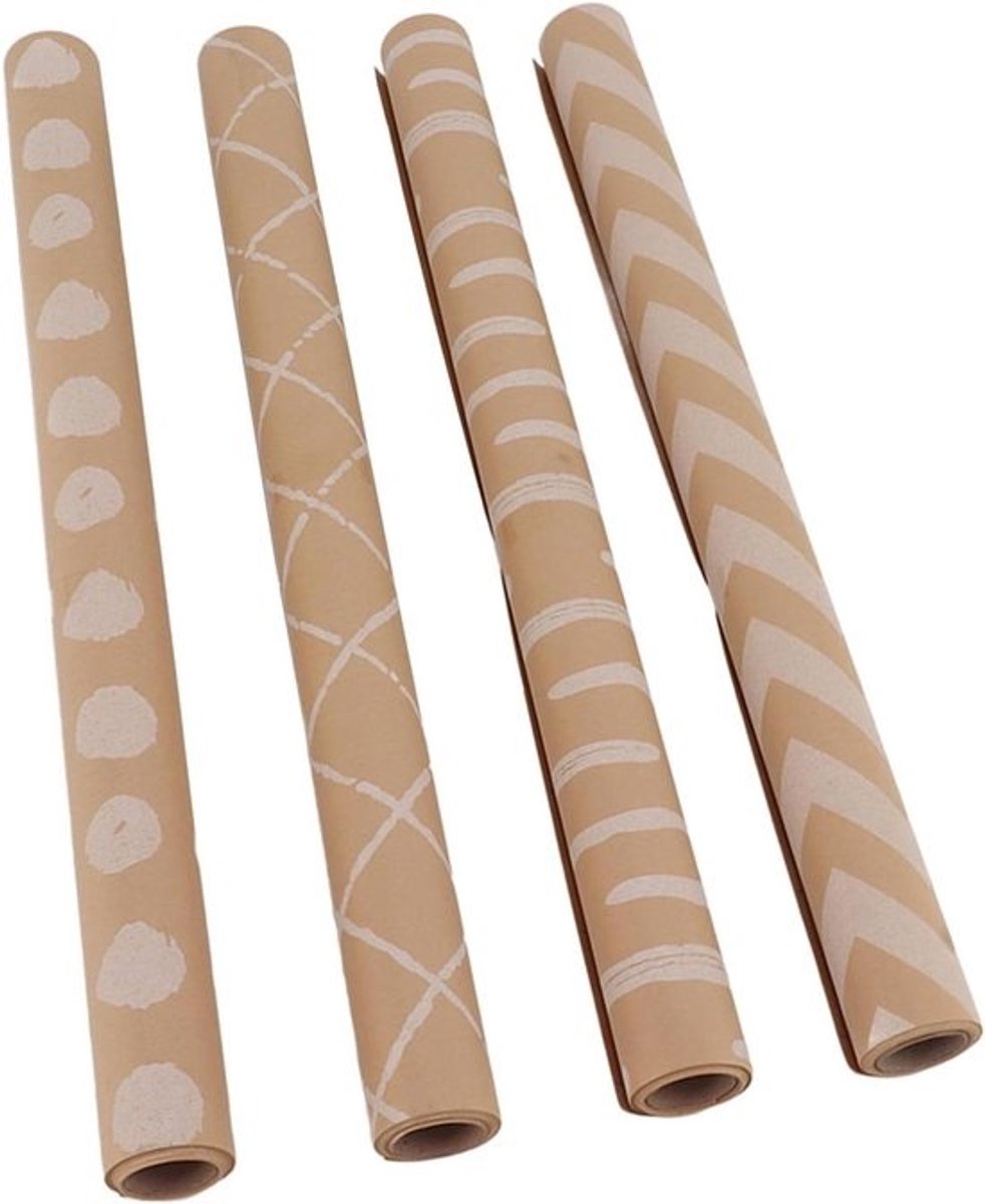 Kraftpapier Inpakpapier - Geschenkpapier Rollen - Cadeaus Inpakken - Milieuvriendelijk Materiaal - 4 Rollen - Geel