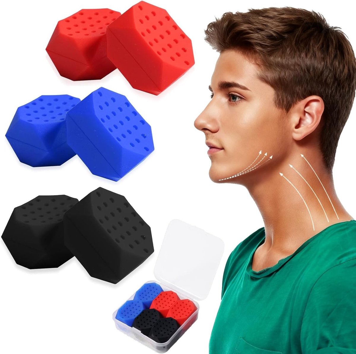 Set van 6 Silicone Kaaktrainers - Hygiënisch en Geurloos - Spierversterker voor Beginners en Gevorderden in 3 Kleuren