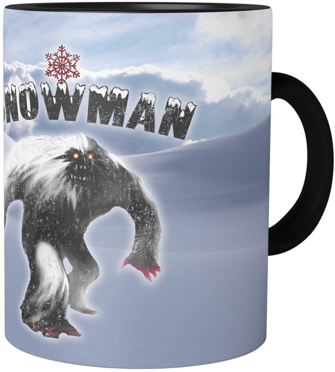 Keramische Koffiemok 330 ml - Yeti Motief - Zwart