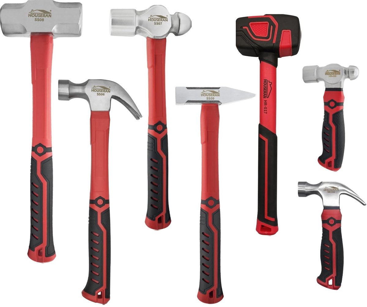 Hamer set - 7-delig met ergonomisch handvat - Rood