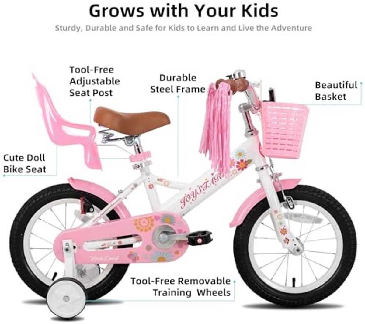 Kinderfiets Little Daisy 30.5 cm met zijwielen en poppenmand